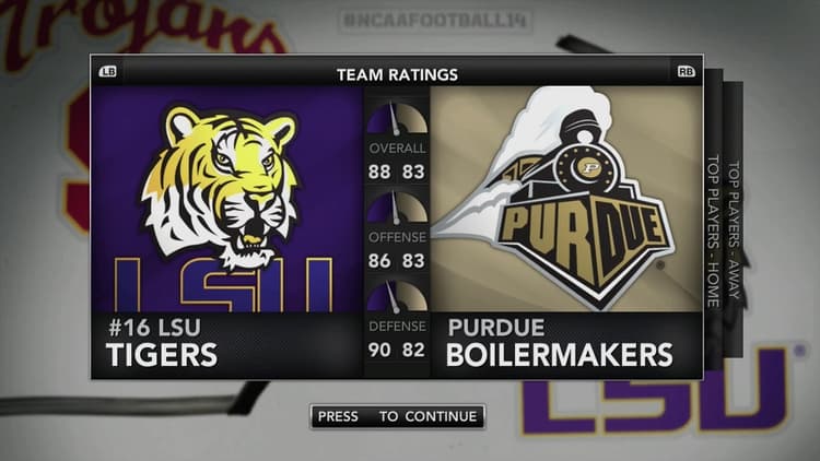 
CL SPORTS SIM MATCHUP - Citrus Bowl - LSU vs Purdue
